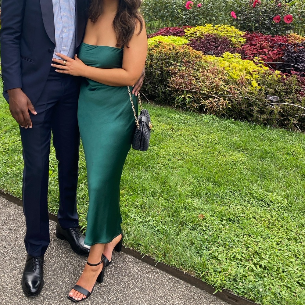 Elegant Green Satin Dress